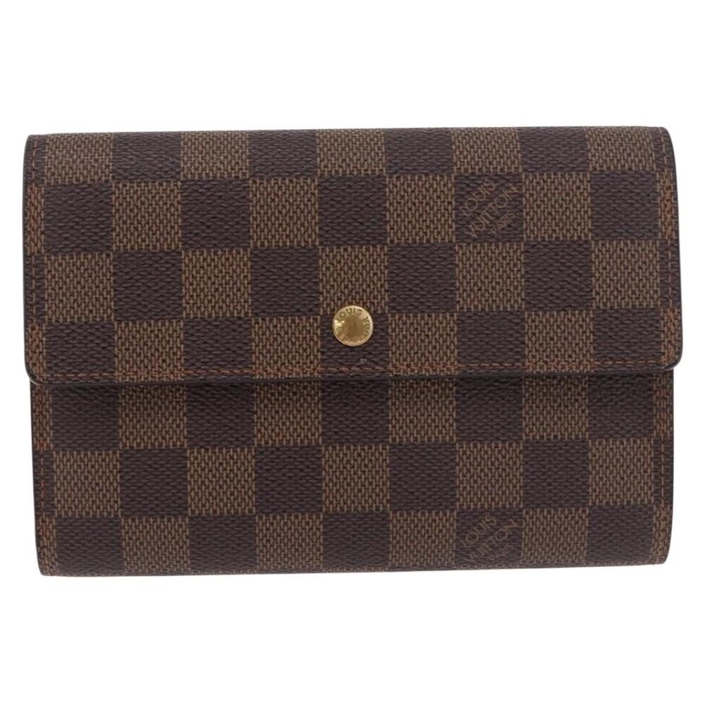 Louis Vuitton Damier Ebene Porte Tresor Etui Papie Wallet Brown